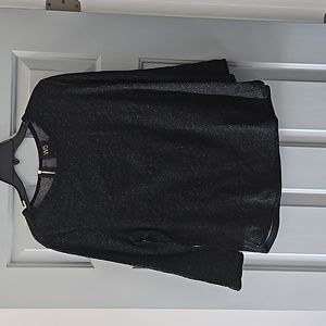 Black and white dot blouse with fringe hem - W5